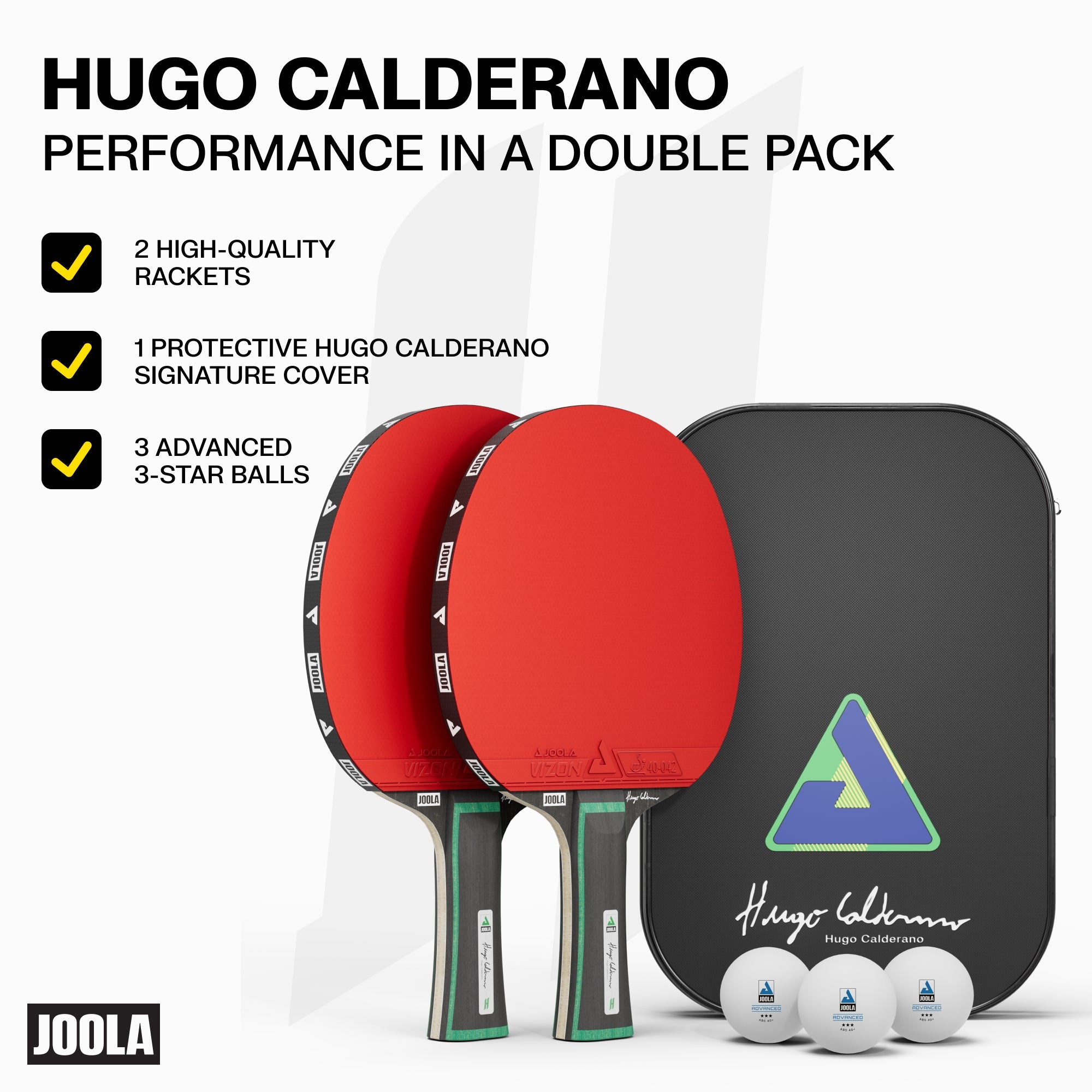 JOOLA Hugo Calderano Duo Pro Table Tennis Racket Set